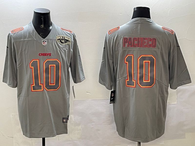 Men Kansas City Chiefs 10 Pacheco Grey 2025 Nike Vapor Limited NFL Jersey style 2104
